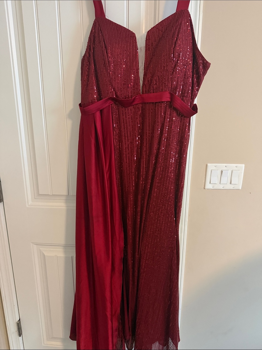 Fashion Nova Red Sequin Evening Gown